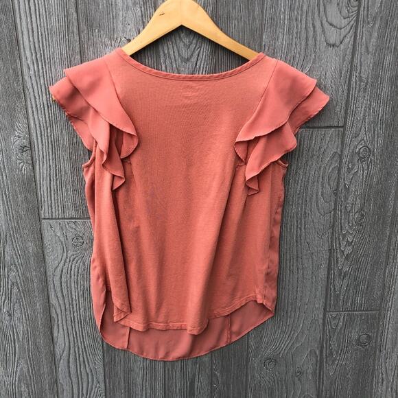 Loft Outlet Mixed Media Ruffle Sleeve Blouse - Picture 5 of 6